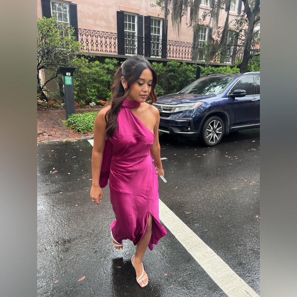 Hello Molly Fuchsia Wrap Neck Dress